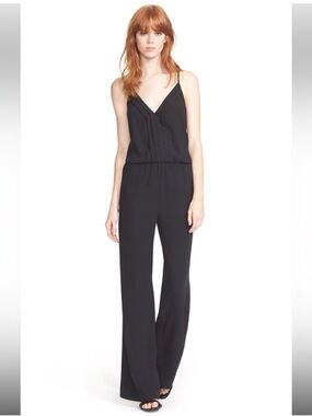Joie Black Sleeveless V-Neck Wide-Leg Jumpsuit